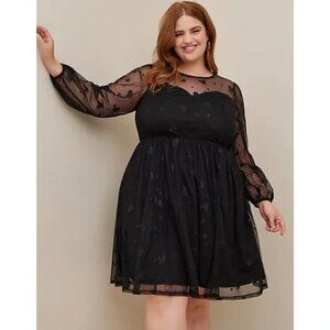 Torrid Dress 18 NWT Disney Mickey Stars At The Knee Tulle Illusion Neck Skater